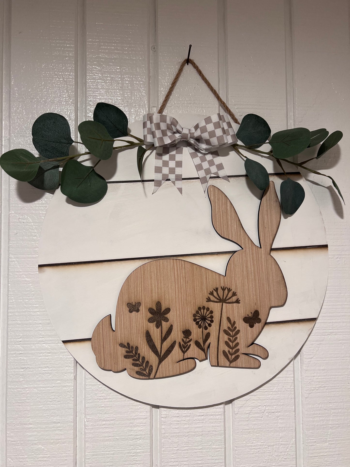 Floral Bunny Round Sign